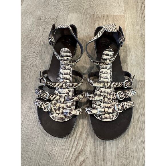 Giuseppe Zanotti Women's Snakeskin Gladiator Ankle Strap Flats Sandals Size 8.5 - Picture 1 of 6